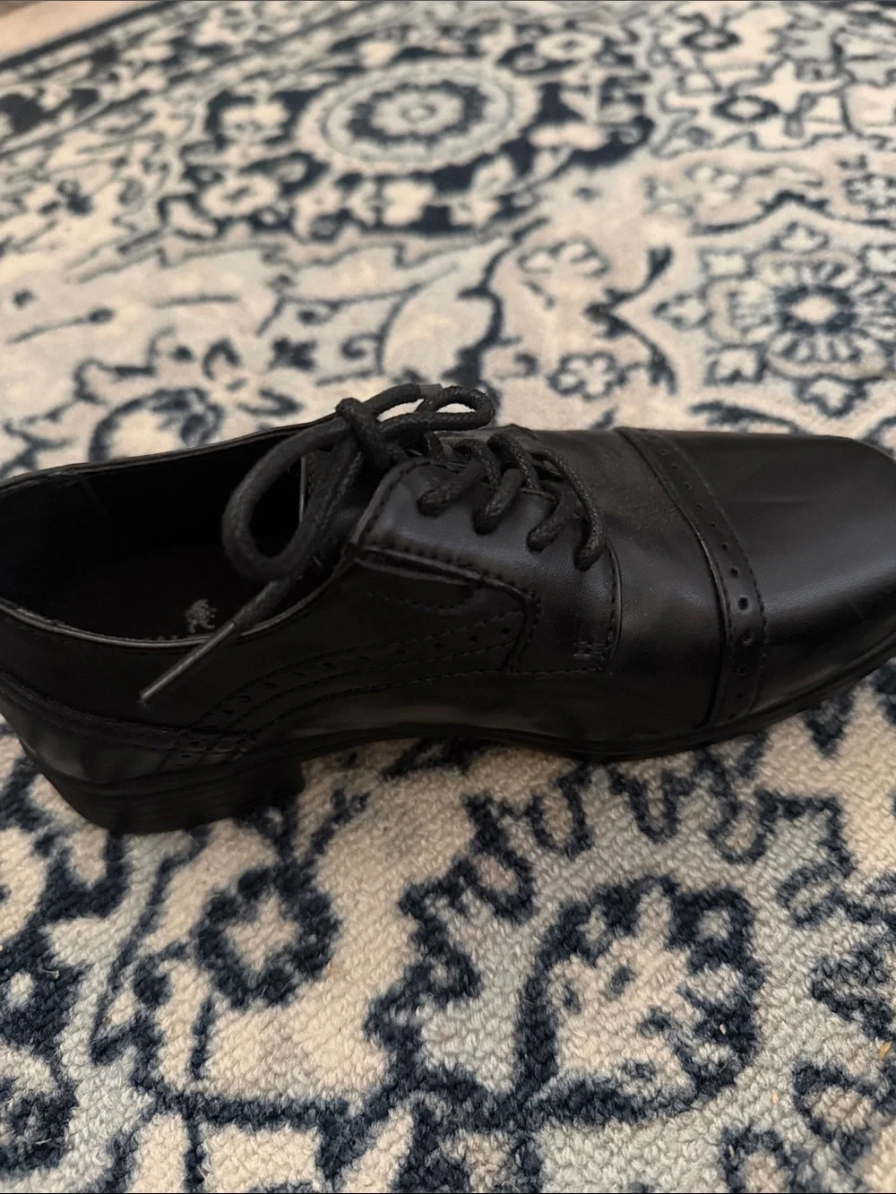 👞 Stafford Classic Black Boy’s Cap-Toe Lace-Up Dress Shoes